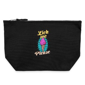 bitte Eis Cream Lustige Retro-Kunst - Canvas Reißverschluss-Täschchen (22 x 23 cm) - Schwarz - Vorne