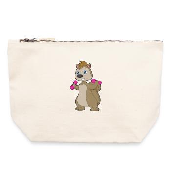 Eichhörnchen Bodybuilder Hanteln Bodybuilding - Canvas Reißverschluss-Täschchen (22 x 23 cm) - Naturweiß - Vorne