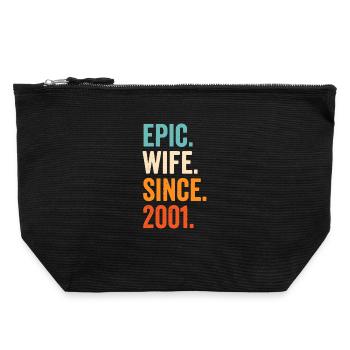 Épouse épique depuis 2001 - Pochette zippée en toile 22 x 23 cm - noir - Devant