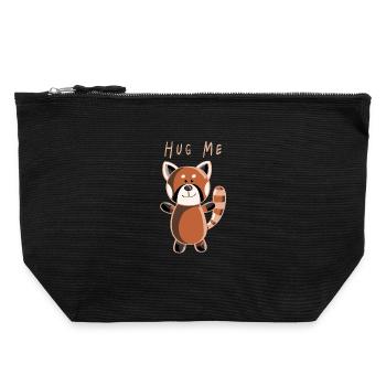 Hug Me Red Panda - Pandas - Animal - Animals - Canvas Zip Pouch 22 x 23 cm - black - Front