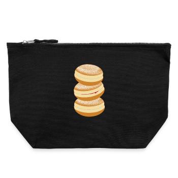 Three carnival donuts with powdered sugar & jam - Canvas Zip Pouch 22 x 23 cm - black - Front