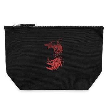 Red Tribal Fantasy Fox - Canvas Zip Pouch 22 x 23 cm - black - Front