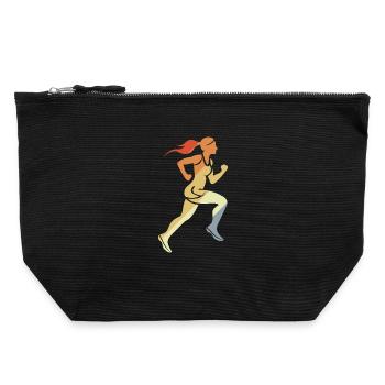 Runner Girl Retro Style - Canvas Zip Pouch 22 x 23 cm - black - Front
