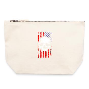 Amerikanischer Flaggen-Schädel - Canvas Reißverschluss-Täschchen (22 x 23 cm) - Naturweiß - Vorne