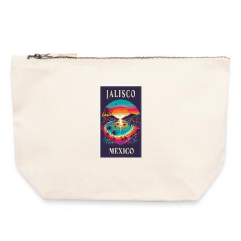 Motif de palmier Jalisco Mexico - Pochette zippée en toile 22 x 23 cm - blanc naturel - Devant