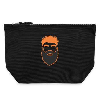 Nerd barbe hommes avec barbe - Pochette zippée en toile 22 x 23 cm - noir - Devant