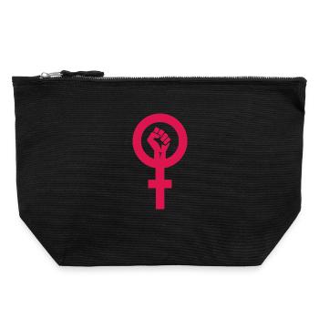 Feminismus Symbol Feministin - Canvas Reißverschluss-Täschchen (22 x 23 cm) - Schwarz - Vorne