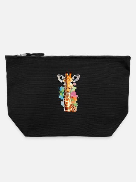 Giraffe - Canvas Reißverschluss-Täschchen (22 x 23 cm) - Schwarz