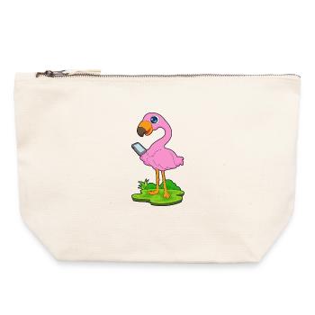 Flamingo Smartphone - Canvas Zip Pouch 22 x 23 cm - nature - Front