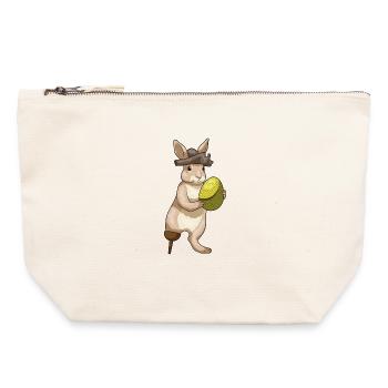 Hase Ostern Pirat - Canvas Reißverschluss-Täschchen (22 x 23 cm) - Naturweiß - Vorne