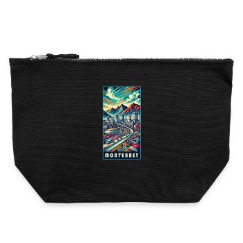Monterrey Mexiko Stadt Reise Design - Canvas Reißverschluss-Täschchen (22 x 23 cm) - Schwarz - Vorne