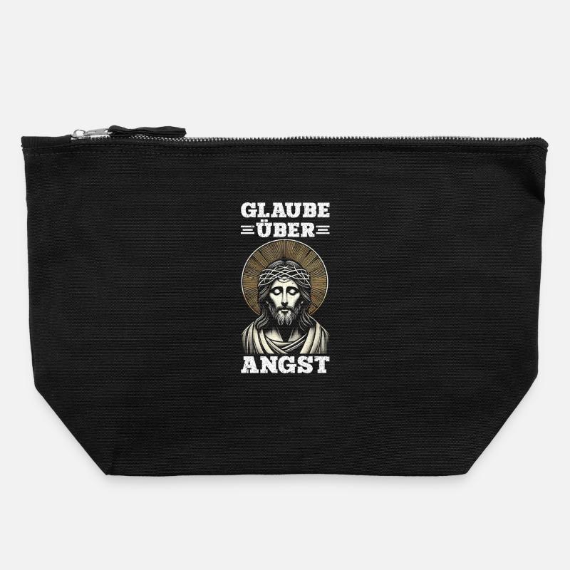 Jesus Christlich Katholiken Gläubiger Gottesdienst - Canvas Reißverschluss-Täschchen (22 x 23 cm) - Schwarz