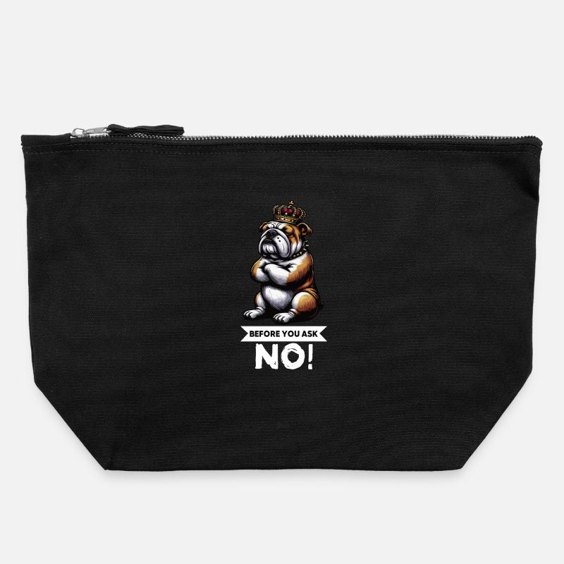 Avant que vous ne demandiez les bully bully du bouledogue anglais - Pochette zippée en toile 22 x 23 cm - noir