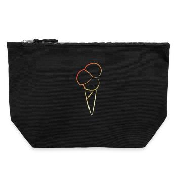 Croquis de crème glacée vintage - Pochette zippée en toile 22 x 23 cm - noir - Devant