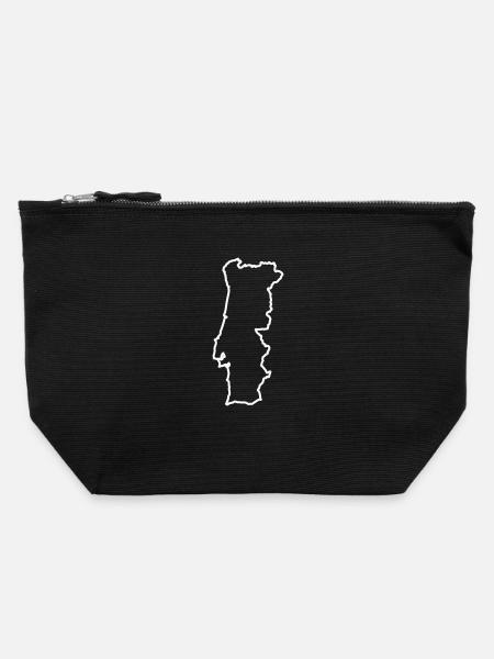 Portugal Silhouette Umriss - Canvas Reißverschluss-Täschchen (22 x 23 cm) - Schwarz