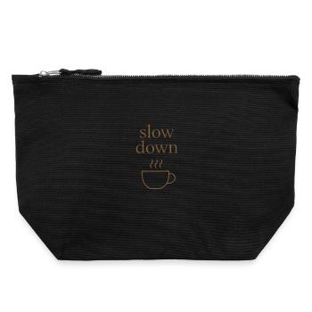 Ralentir | Moment café minimaliste - Pochette zippée en toile 22 x 23 cm - noir - Devant
