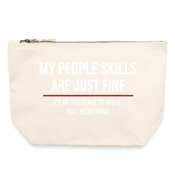 Mes compétences relationnelles sont très bien - Pochette zippée en toile 22 x 23 cm - blanc naturel - Devant