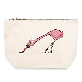 Flamingo Wurm - Canvas Reißverschluss-Täschchen (22 x 23 cm) - Naturweiß - Vorne