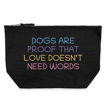 Les chiens prouvent l’amour sans mots - Pochette zippée en toile 22 x 23 cm - noir - Devant