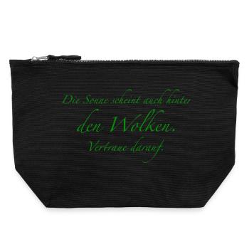Sunlight Behind Clouds Saying - Canvas Zip Pouch 22 x 23 cm - black - Front