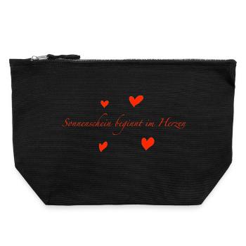 Sunshine begins in the heart - Canvas Zip Pouch 22 x 23 cm - black - Front