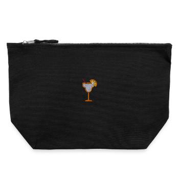 Cocktail orange bestickt - Canvas Reißverschluss-Täschchen (22 x 23 cm) - Schwarz - Vorne