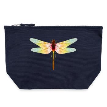 Schillernde Libelle – Filigranes Insektenmotiv - Canvas Reißverschluss-Täschchen (22 x 23 cm) - Navy - Vorne