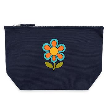70er Jahre Blume Muster Retro flowerpower - Canvas Reißverschluss-Täschchen (22 x 23 cm) - Navy - Vorne