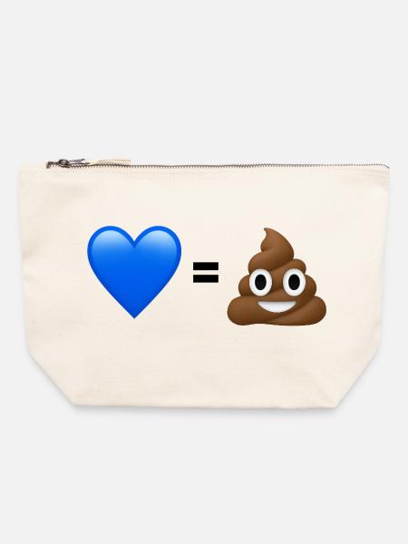 AfD ist Kacke - 💙 = 💩 (Bright Design) - Canvas Reißverschluss-Täschchen (22 x 23 cm) - Naturweiß