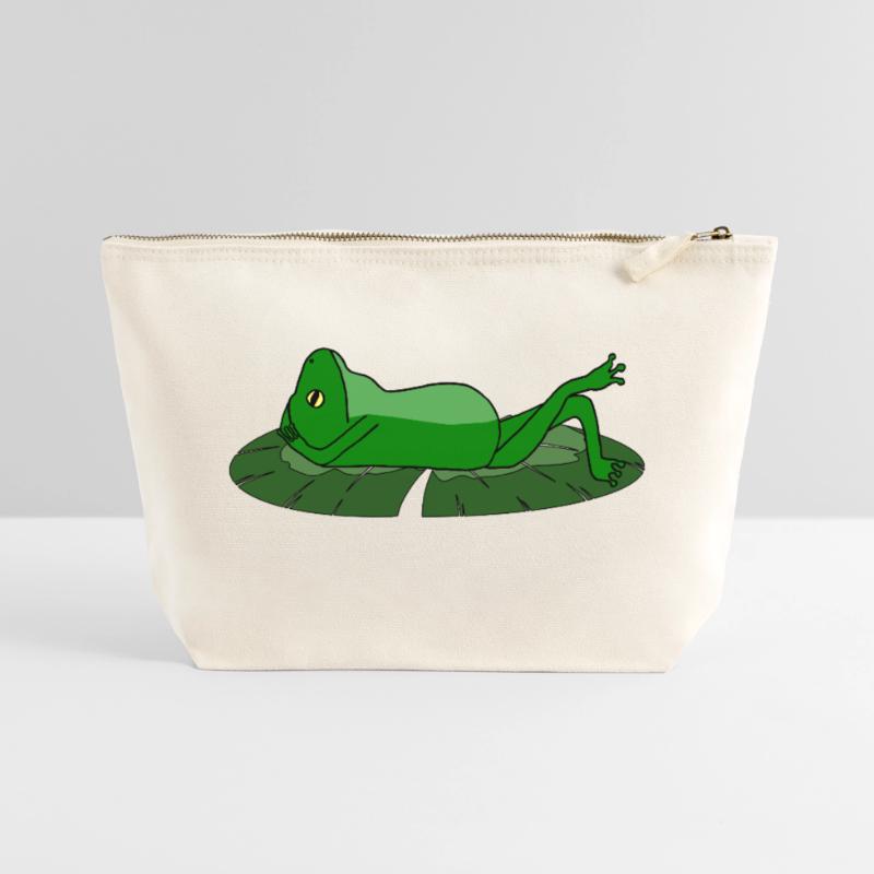 Frog Toad Chill Toad Canvas Zip Pouch 22 x 23 cm