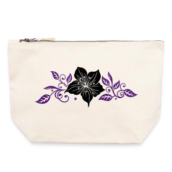 Lily avec des feuilles. Ornement. - Pochette zippée en toile 22 x 23 cm - blanc naturel - Devant