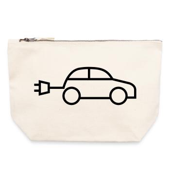 electric car e-car electric car - Canvas Zip Pouch 22 x 23 cm - nature - Front