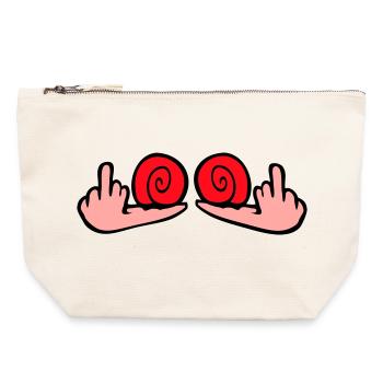 Snail Middle Finger Insult Wanker Fuck You - Canvas Zip Pouch 22 x 23 cm - nature - Front