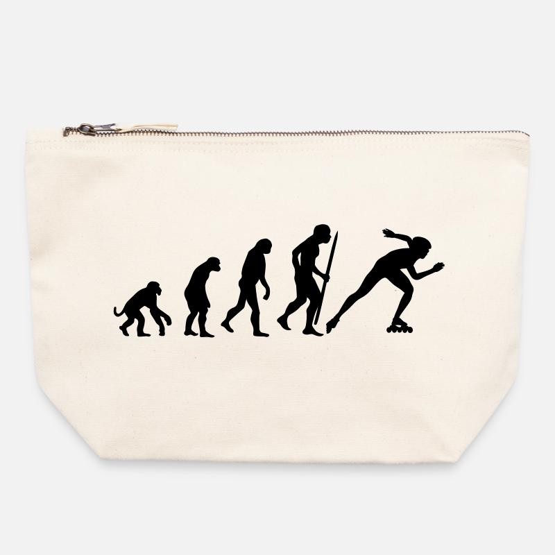 Evolution of inline speedskating - Canvas Zip Pouch 22 x 23 cm - nature