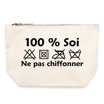 Ne pas chiffonner - Pochette zippée en toile 22 x 23 cm - blanc naturel - Devant
