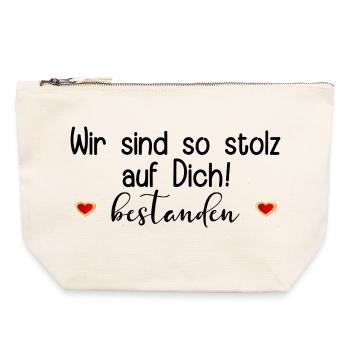 STOLZ ABSCHLUSS BESTANDEN SPRÜCHE - Canvas Reißverschluss-Täschchen (22 x 23 cm) - Naturweiß - Vorne