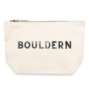 Bouldern - grauer Schriftzug - Canvas Reißverschluss-Täschchen (22 x 23 cm) - Naturweiß - Vorne