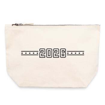 2026 College Schrift - Canvas Reißverschluss-Täschchen (22 x 23 cm) - Naturweiß - Vorne