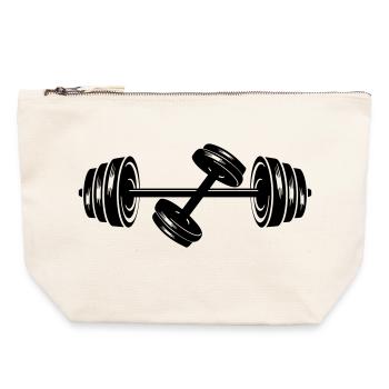 Weights dumbbell discs dumbbell 2 - Canvas Zip Pouch 22 x 23 cm - nature - Front
