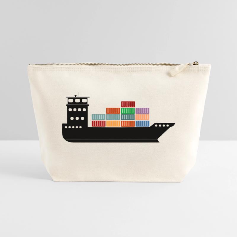 Seecontainerschiff oder Boot mit Containern Canvas Reißverschluss-Täschchen (22 x 23 cm)