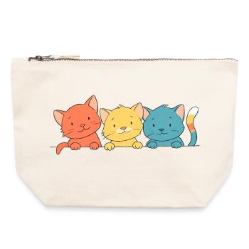 Trio Bunte Katzen Freunde - Canvas Reißverschluss-Täschchen (22 x 23 cm) - Naturweiß - Vorne