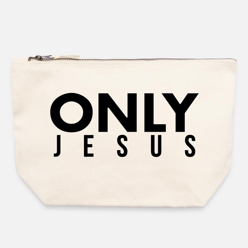 Only Jesus - Canvas Reißverschluss-Täschchen (22 x 23 cm) - Naturweiß