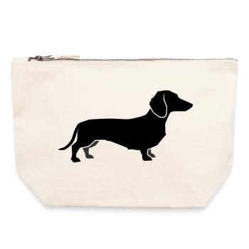 Silhouette du teckel - Pochette zippée en toile 22 x 23 cm - blanc naturel - Devant