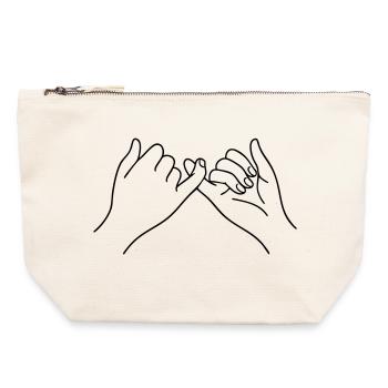 Mains de promesse Symbole d’art en ligne Amitié - Pochette zippée en toile 22 x 23 cm - blanc naturel - Devant