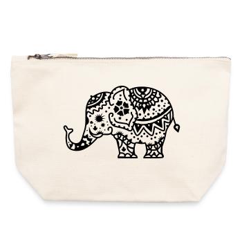 Verzierter indischer Elefant - Canvas Reißverschluss-Täschchen (22 x 23 cm) - Naturweiß - Vorne