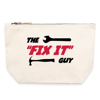 The "Fix it" Guy 🔨 - Pochette zippée en toile 22 x 23 cm - blanc naturel - Devant