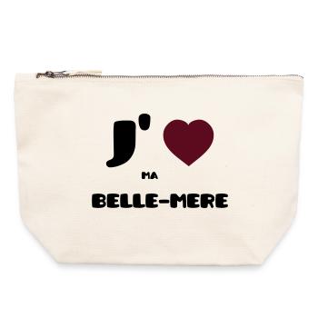 J'aime ma belle-mère (V) - Pochette zippée en toile 22 x 23 cm - blanc naturel - Devant