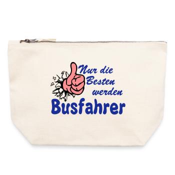 Busfahrer Bus Omnibus nur die besten (25) - Canvas Reißverschluss-Täschchen (22 x 23 cm) - Naturweiß - Vorne