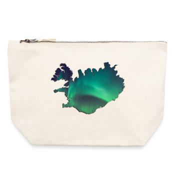 Iceland Iceland Northern Lights Topography Design - Canvas Zip Pouch 22 x 23 cm - nature - Front