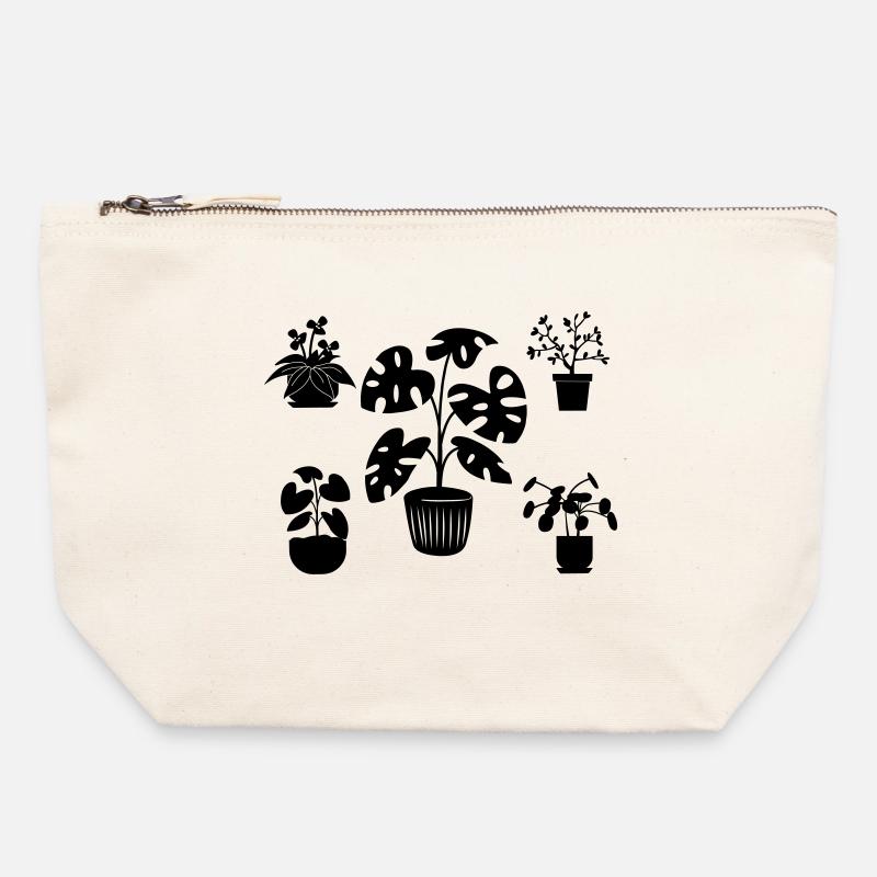 Houseplants five - Canvas Zip Pouch 22 x 23 cm - nature